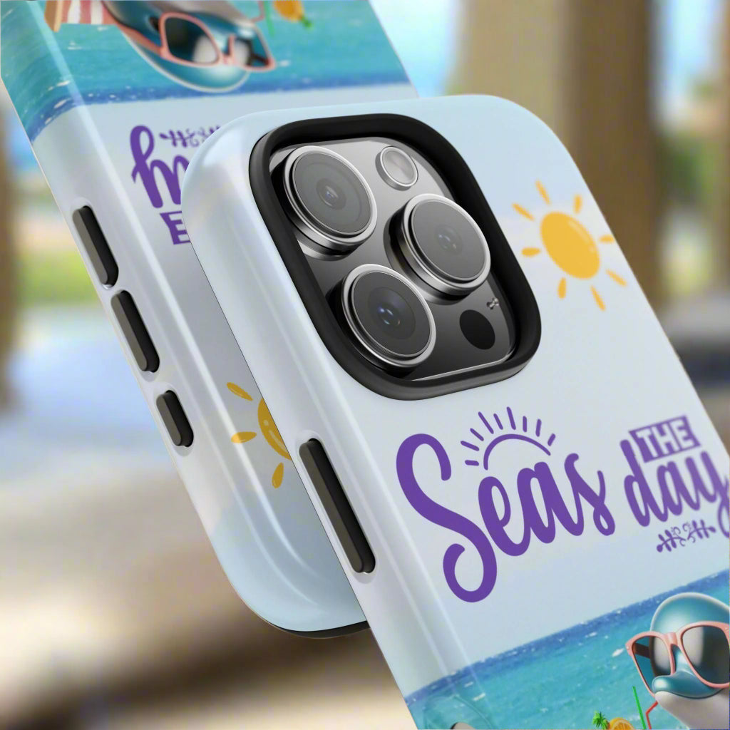 Seas the Day Dolphin Phone Case  Phone Case iPhone-16-Pro Everythings Beachy
