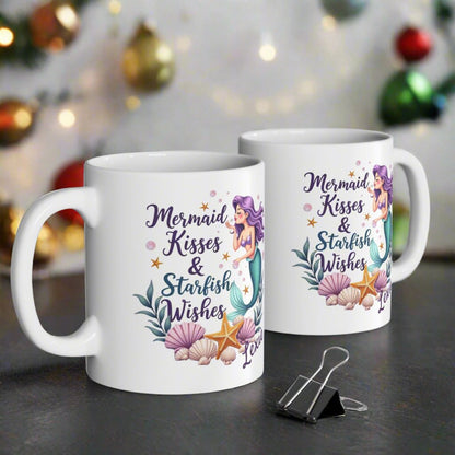 Mermaid Kisses Starfish Wishes Mug ~ Personalized