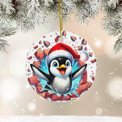 Penguin Red Breakout Ornament