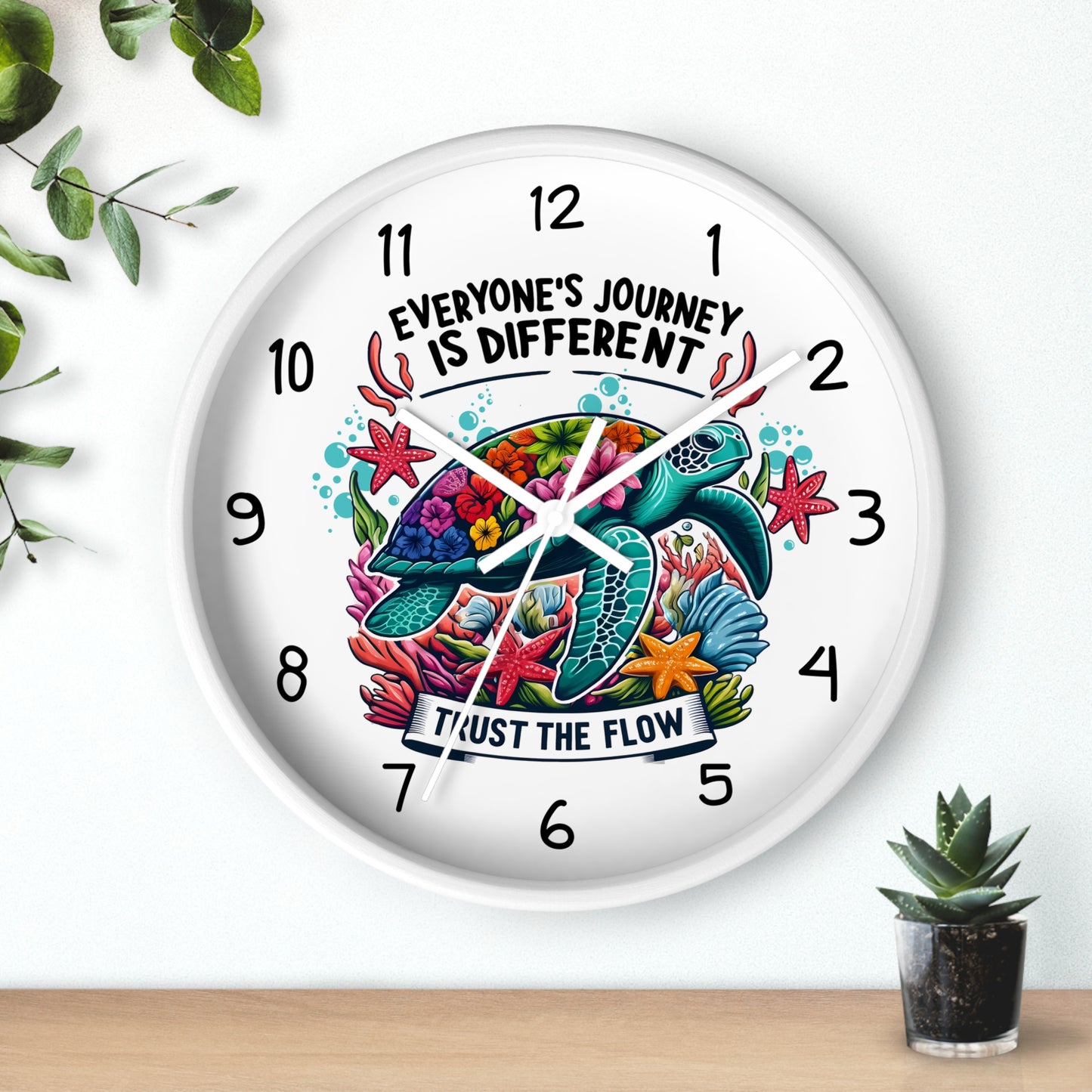Turtle Wall Clock - "Everyone's Journey Is Different" Inspirational Ocean Clock  Home Decor  Everythings Beachy