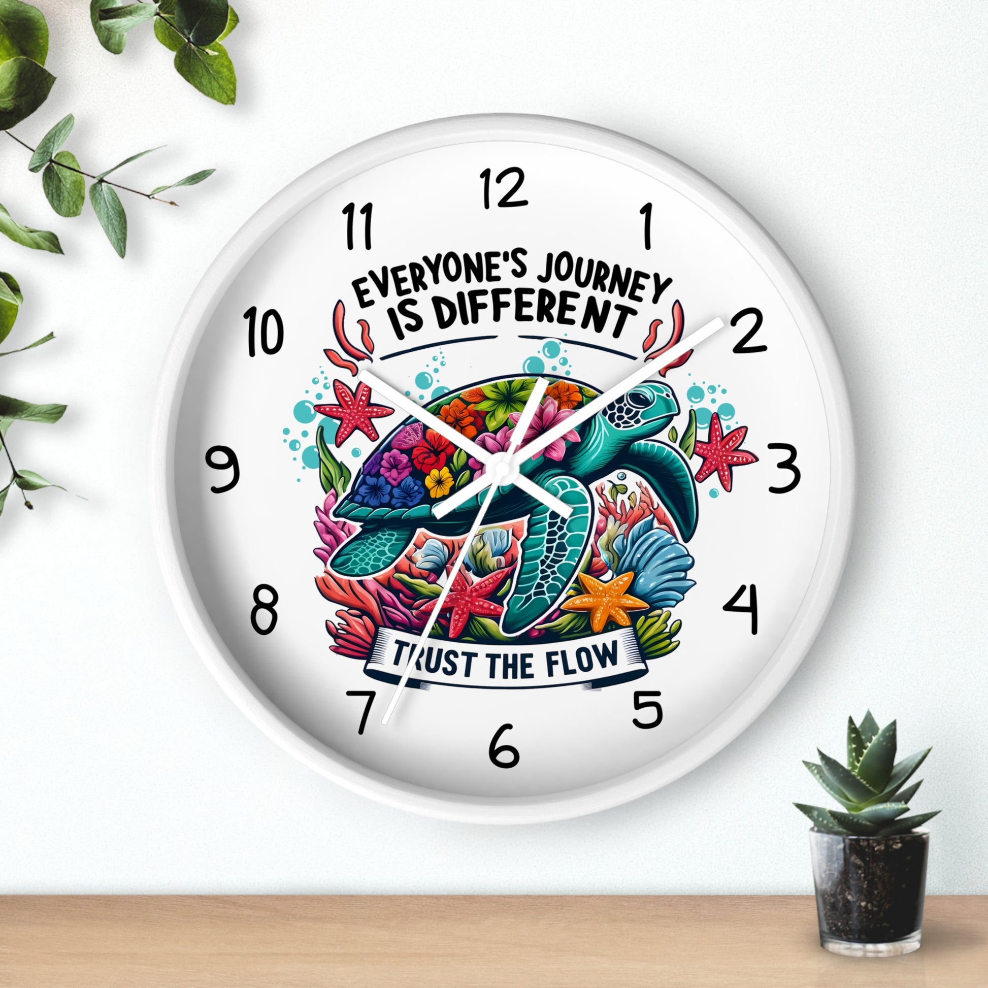 Turtle Wall Clock - "Everyone's Journey Is Different" Inspirational Ocean Clock  Home Decor  Everythings Beachy