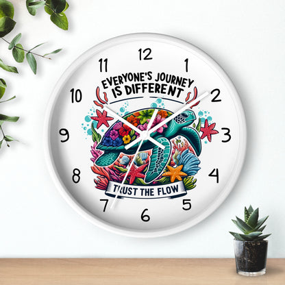 Turtle Wall Clock - "Everyone's Journey Is Different" Inspirational Ocean Clock  Home Decor  Everythings Beachy