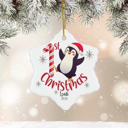 Penguin 1st Christmas Ornament | Personalized