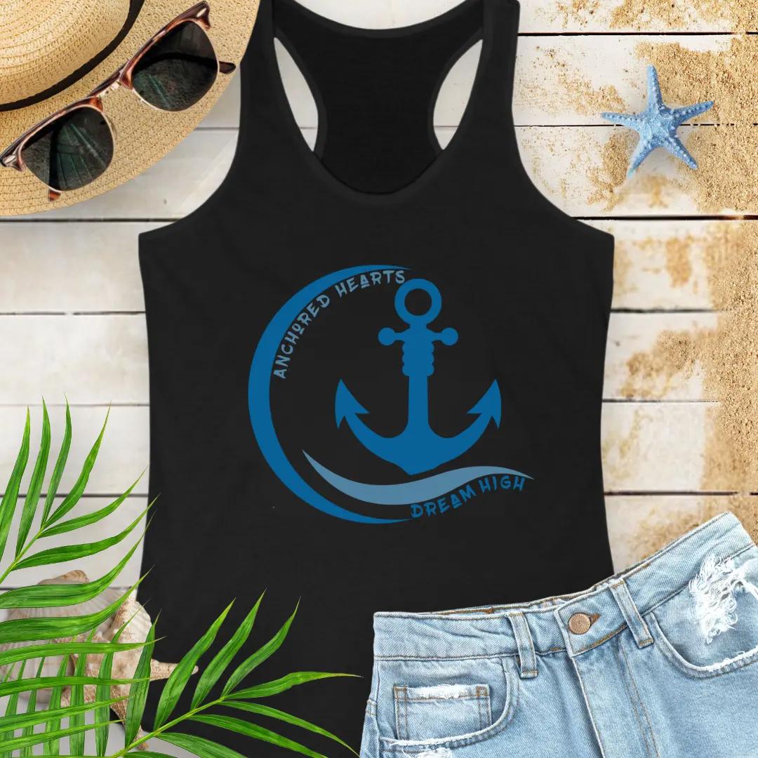 Anchored Hearts Tank Top  Tank Top XL-Solid-Black Everythings Beachy