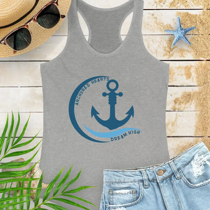 Anchored Hearts Tank Top  Tank Top XL-Heather-Grey Everythings Beachy