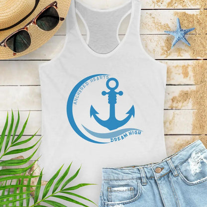 Anchored Hearts Tank Top  Tank Top XL-Solid-White Everythings Beachy