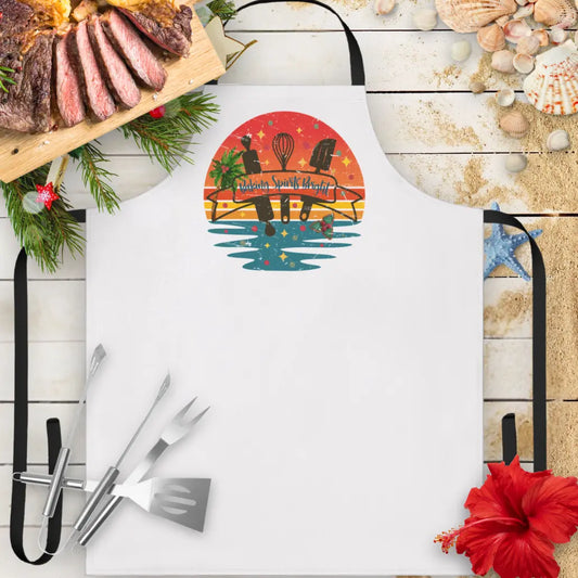 Beach Baking Retro Apron  Apron White-with-Black-Strap Everythings Beachy