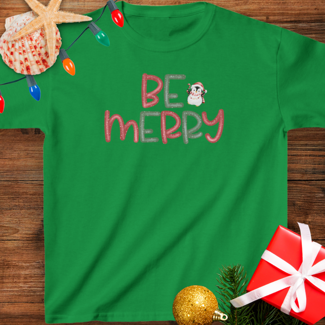 Be Merry Penguin Kids Tee