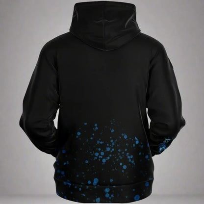 Back of Black hoodie with water bubbles coming up from bottom.