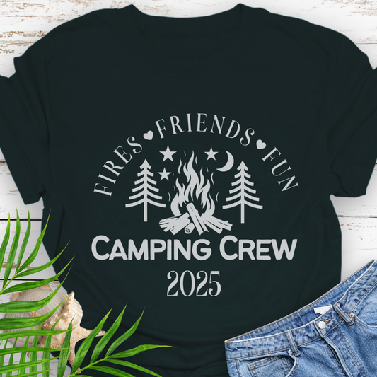 Black Unisex Camping Crew t-shirt with outdoor adventure design – ideal for hikers and campers