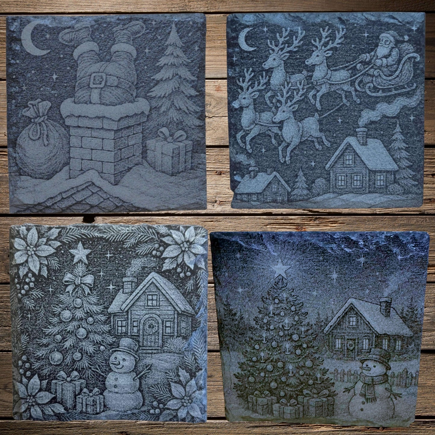 Christmas Engraved Coasters | 4 Pack Set