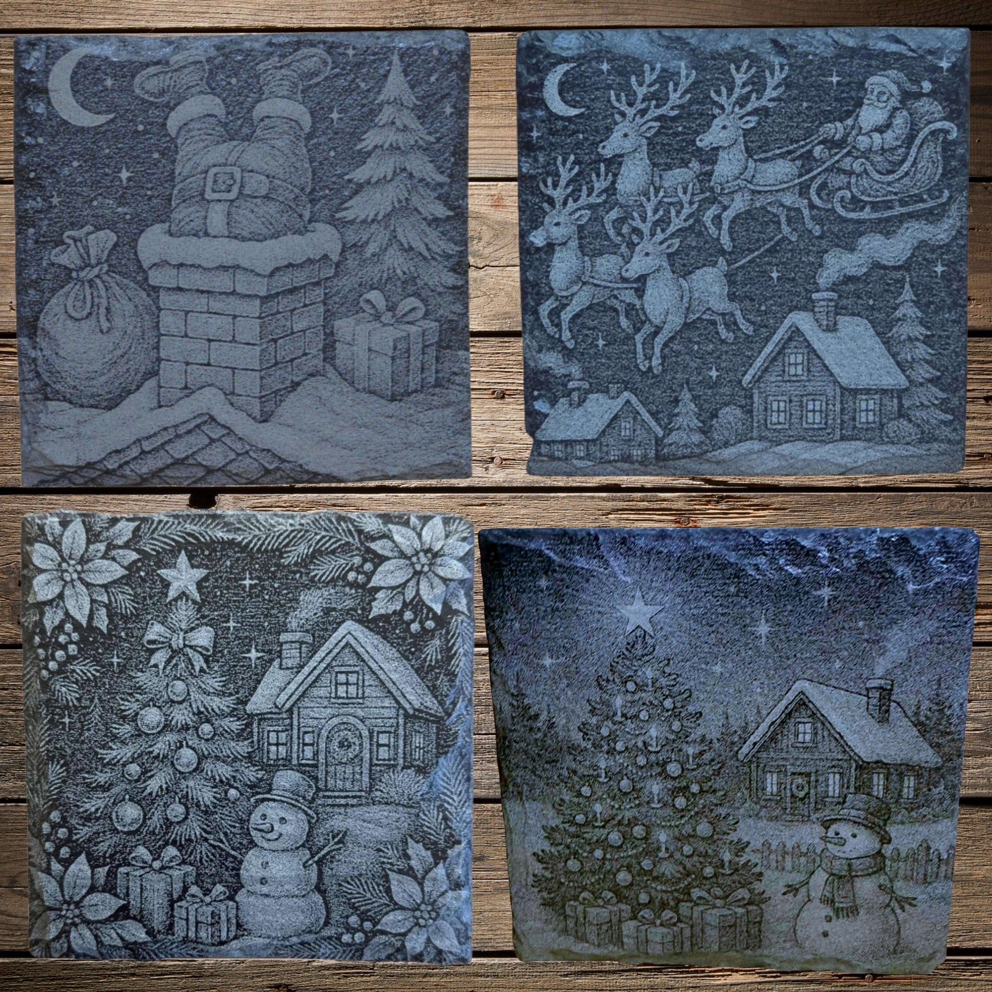 Christmas Engraved Coasters | 4 Pack Set