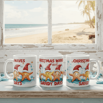 Sandy Days Christmas Mug  Mug  Everythings Beachy