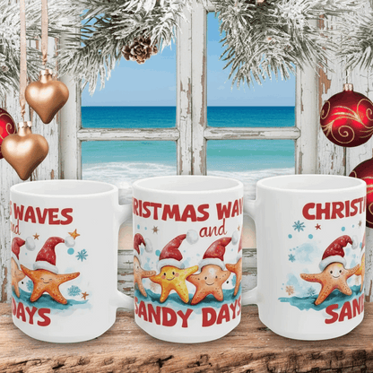 Sandy Days Christmas Mug  Mug  Everythings Beachy
