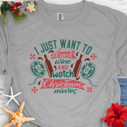 Christmas Movies and Wine T-Shirt