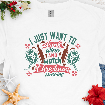 Christmas Movies and Wine T-Shirt