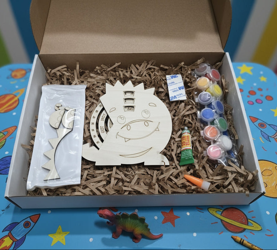 Dinosaur Perpetual Calendar DIY Wood Painting Kit