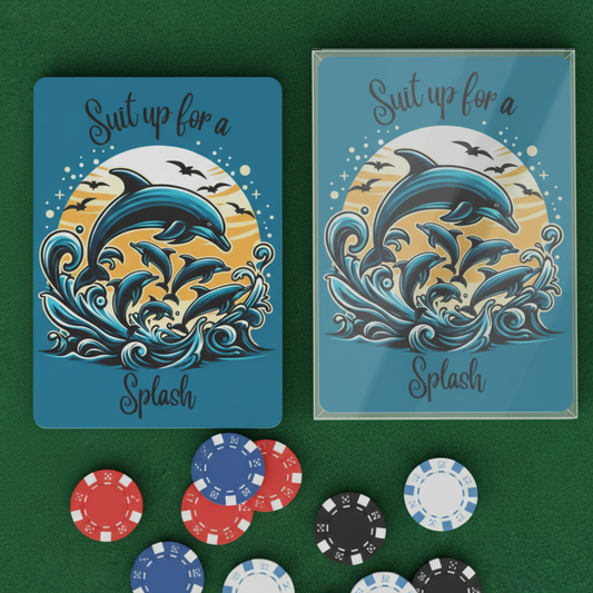 Dolphin_Splash_Playing_Cards_Deck_ in clear plastic Box