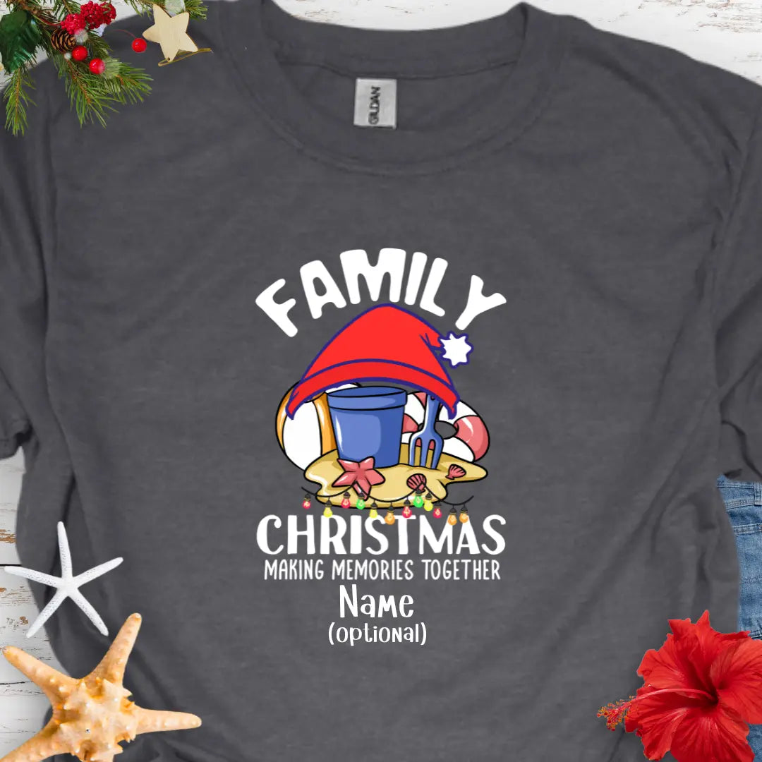Family Christmas Memories T-Shirt | Personalize  T-Shirt Dark-Heather-5XL Everythings Beachy
