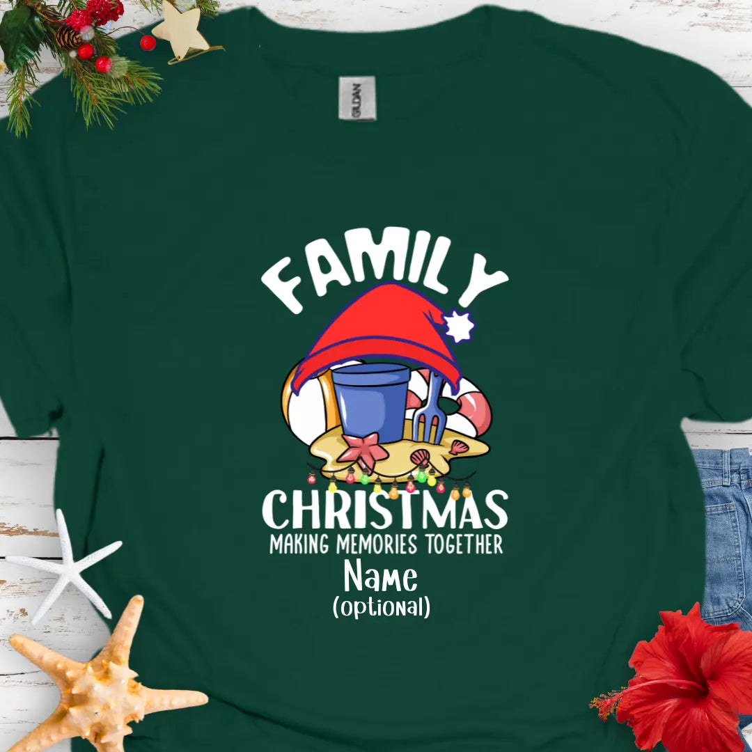 Family Christmas Memories T-Shirt | Personalize  T-Shirt Forest-Green-3XL Everythings Beachy