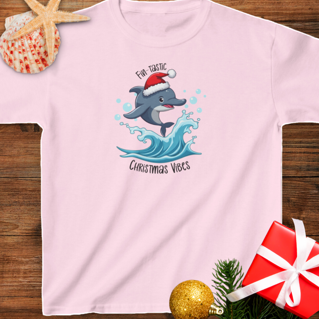 Fin-tastic Christmas Vibes Dolphin Kids Tee