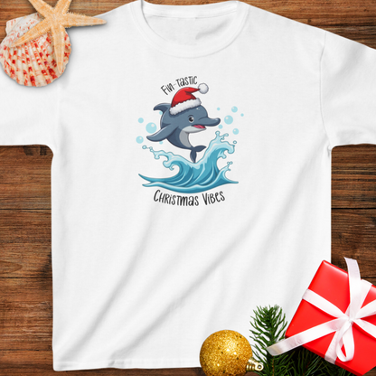 Fin-tastic Christmas Vibes Dolphin Kids Tee