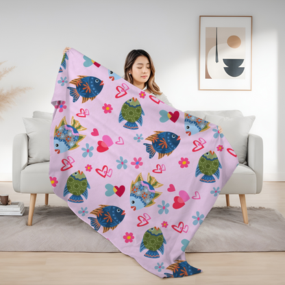 Fish Love Velveteen Blanket