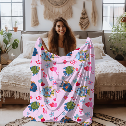 Fish Love Velveteen Blanket