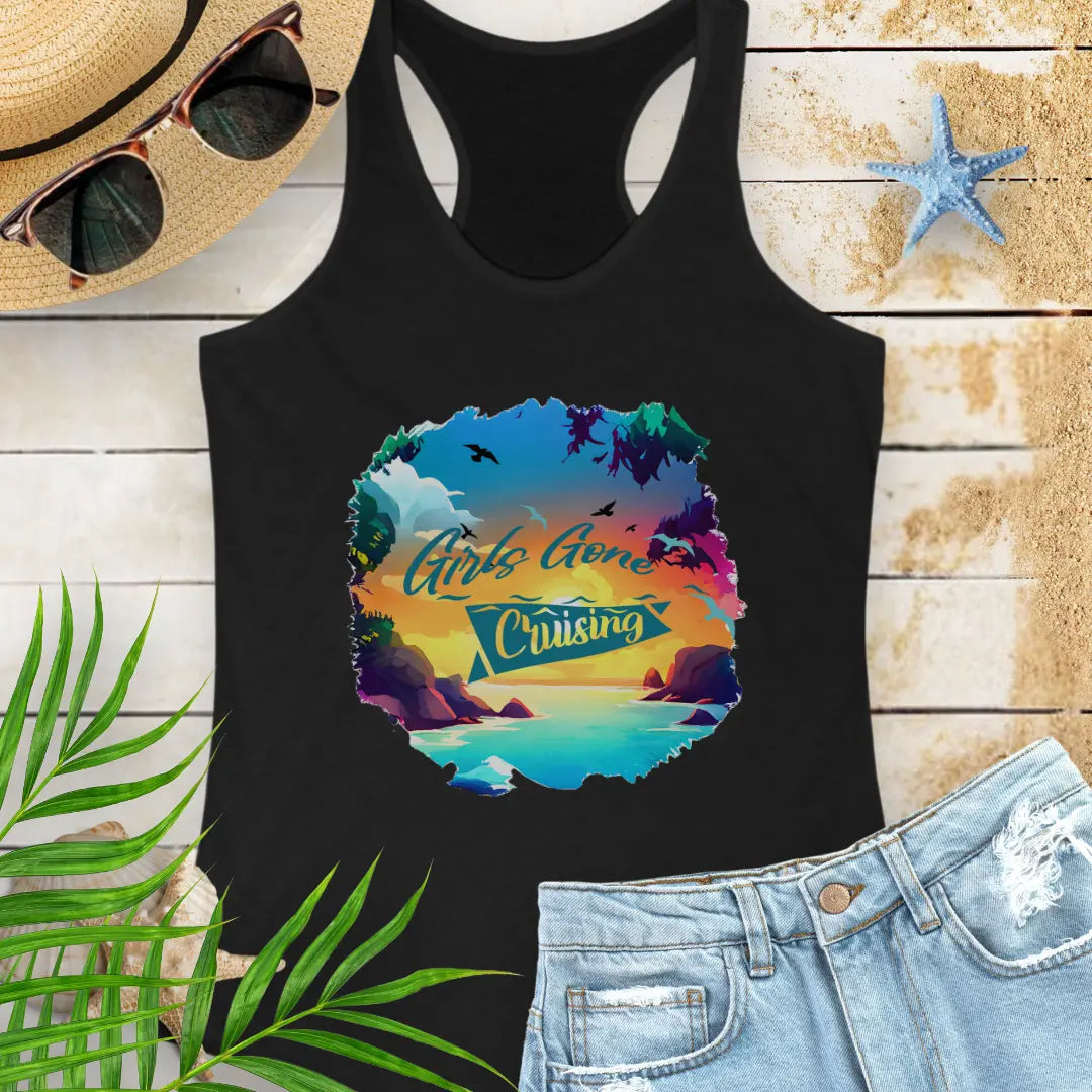 Girl's Gone Cruising Tank Top  Tank Top XL-Solid-Black Everythings Beachy