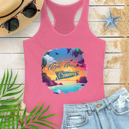 Girl's Gone Cruising Tank Top  Tank Top 2XL-Solid-Hot-Pink Everythings Beachy