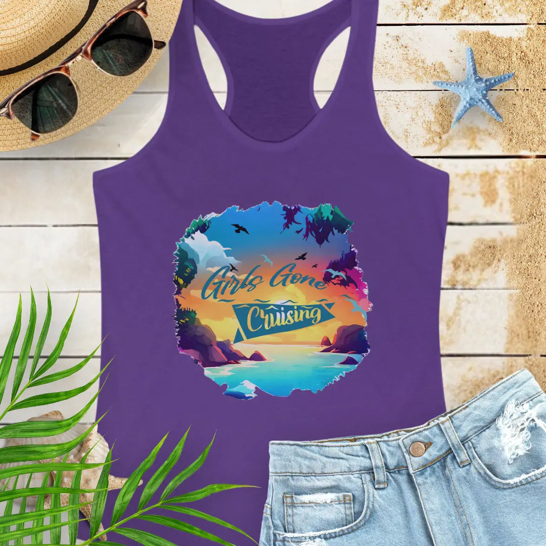 Girl's Gone Cruising Tank Top  Tank Top 2XL-Solid-Purple-Rush Everythings Beachy