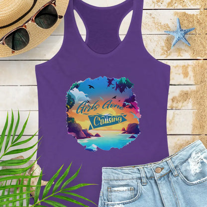 Girl's Gone Cruising Tank Top  Tank Top 2XL-Solid-Purple-Rush Everythings Beachy