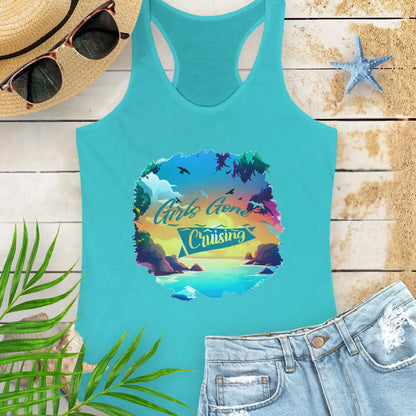 Girl's Gone Cruising Tank Top  Tank Top 2XL-Solid-Tahiti-Blue Everythings Beachy