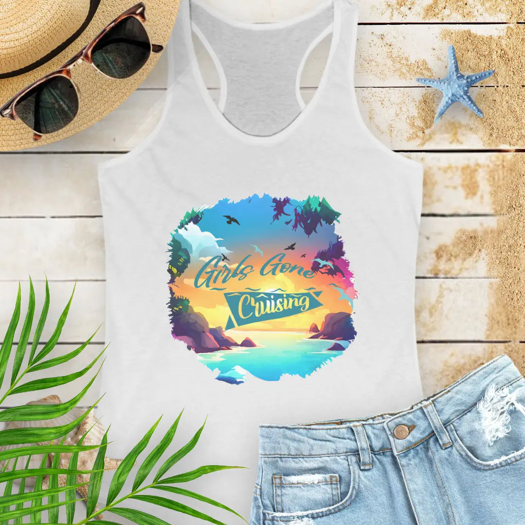 Girl's Gone Cruising Tank Top  Tank Top XL-Solid-White Everythings Beachy