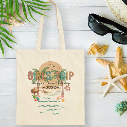 Girl's Trip Therapy 2025 Tote Bag  Bags Natural-15-x-16 Everythings Beachy