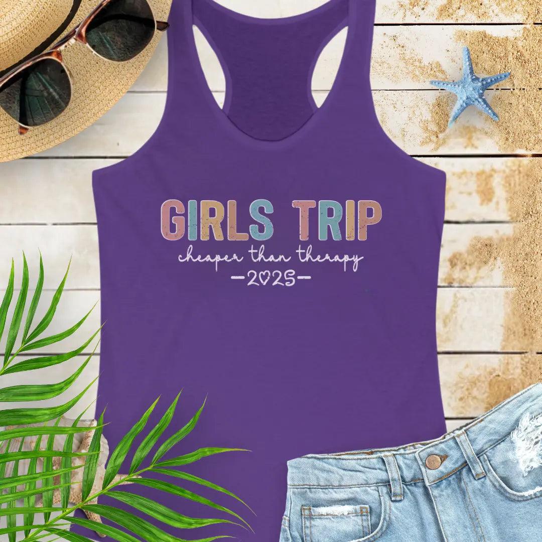 Girl's Therapy Trip 2025 Tank Top  Tank Top 2XL-Solid-Purple-Rush Everythings Beachy