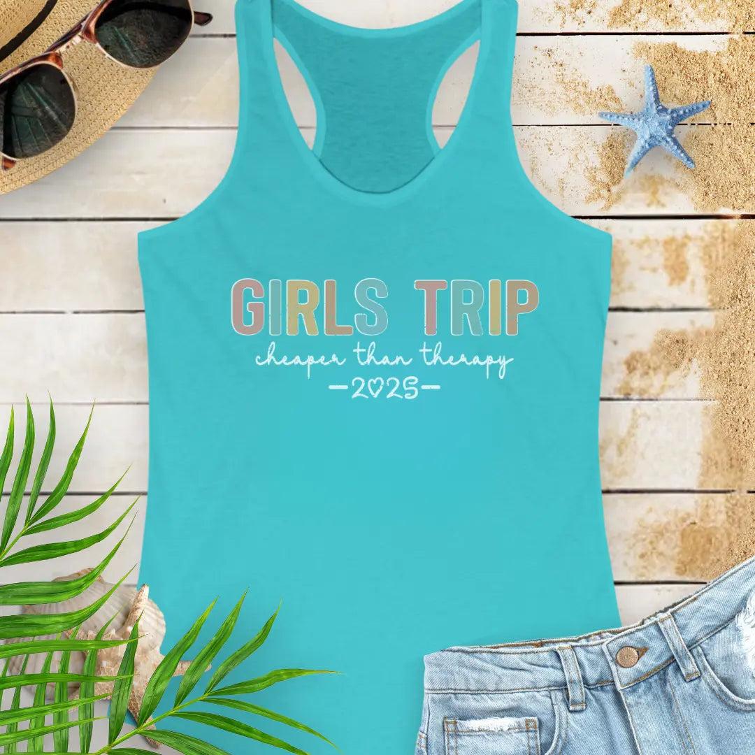 Girl's Therapy Trip 2025 Tank Top  Tank Top 2XL-Solid-Tahiti-Blue Everythings Beachy