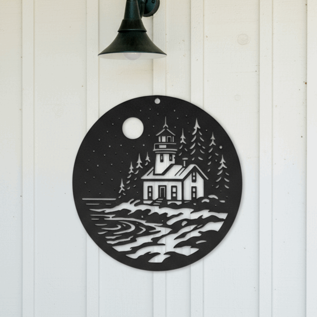 Lighthouse_Metal_Sign__Coastal_Nautic_Black_Brick_Entrance_Mockup.png