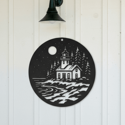 Lighthouse_Metal_Sign__Coastal_Nautic_Black_Brick_Entrance_Mockup.png