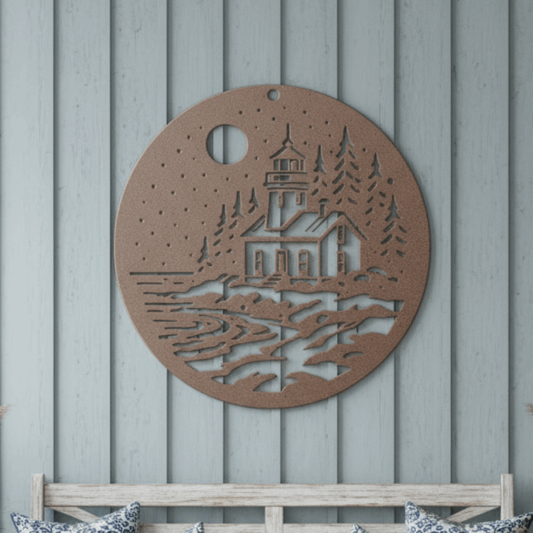 Lighthouse_Metal_Sign__Coastal_Nautic_Copper_Rustic_Hallway_Mockup.png