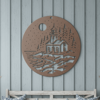Lighthouse_Metal_Sign__Coastal_Nautic_Copper_Rustic_Hallway_Mockup.png