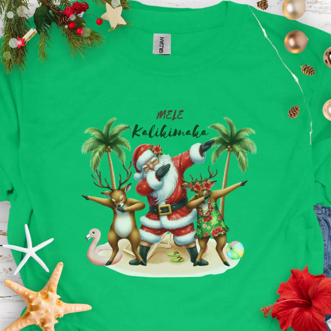 Mele Kalikimaka T-Shirt  T-Shirt Kelly-Green-3XL Everythings Beachy