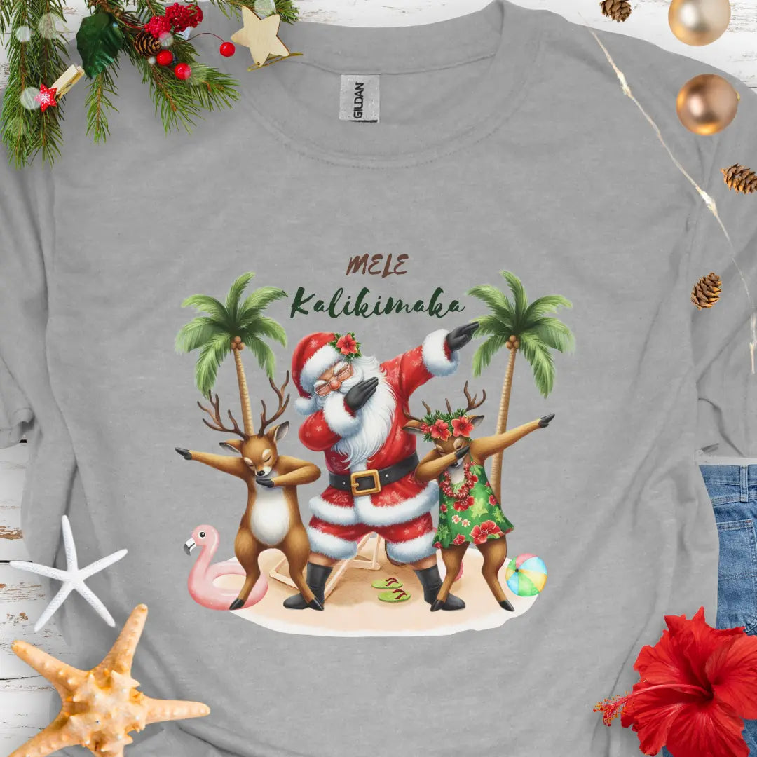 Mele Kalikimaka T-Shirt  T-Shirt Sport-Grey-5XL Everythings Beachy