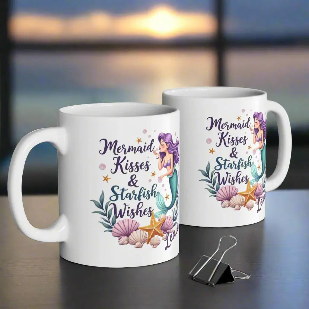 Mermaid Kisses Starfish Wishes Mug | Personalized  Personalized Mug  Everythings Beachy