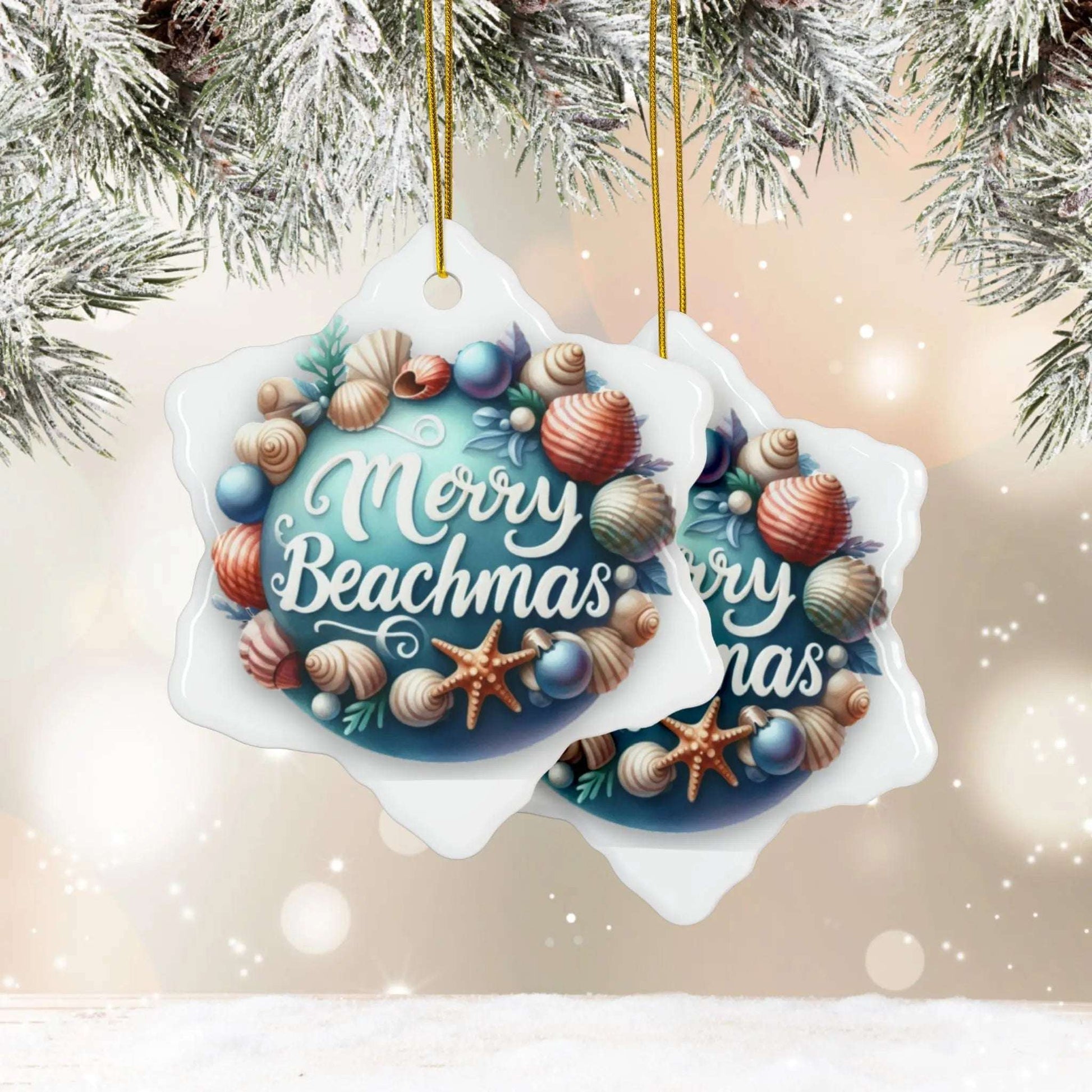 Merry Beachmas Christmas Ornaments  Ornament Snowflake-10-pcs Everythings Beachy