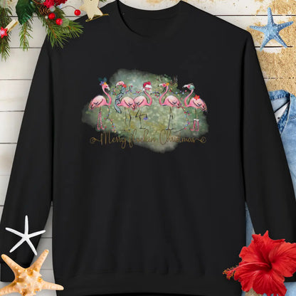 Merry Flockin' Christmas Sweatshirt  Sweatshirt Black-4XL Everythings Beachy