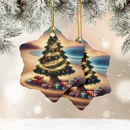 Mr & Mrs First Christmas Ceramic Ornament | Personalized  Ornament Snowflake-10-pcs-One-size Everythings Beachy