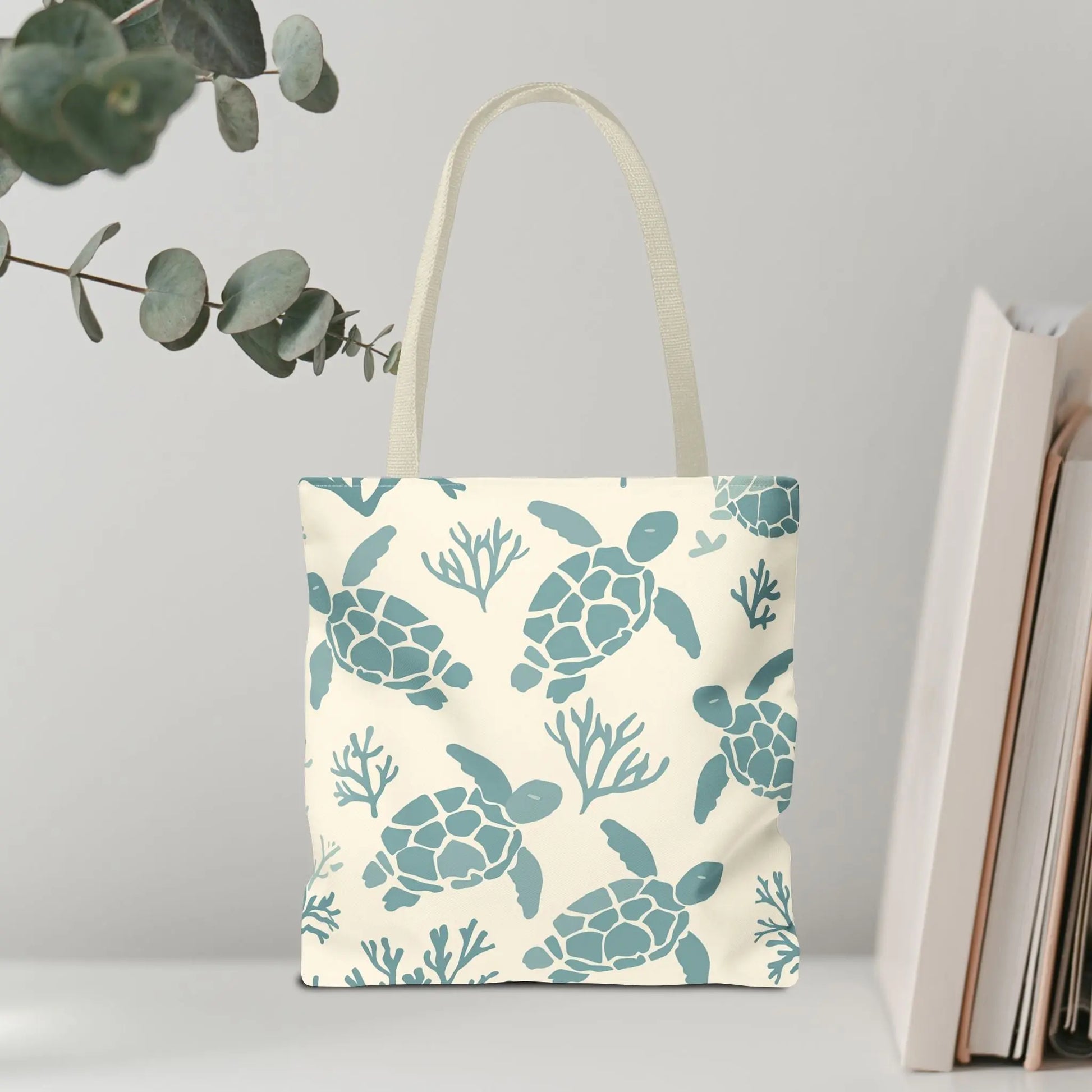 Sea Turtle Tote Bag  Tote Bag 18-18-Beige Everythings Beachy