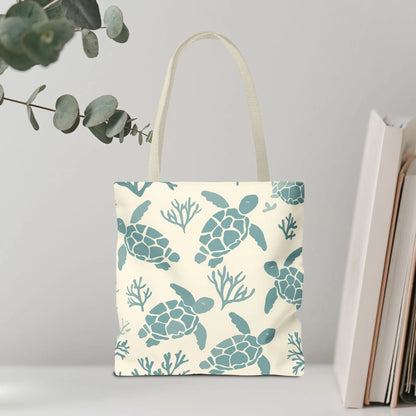 Sea Turtle Tote Bag  Tote Bag 18-18-Beige Everythings Beachy