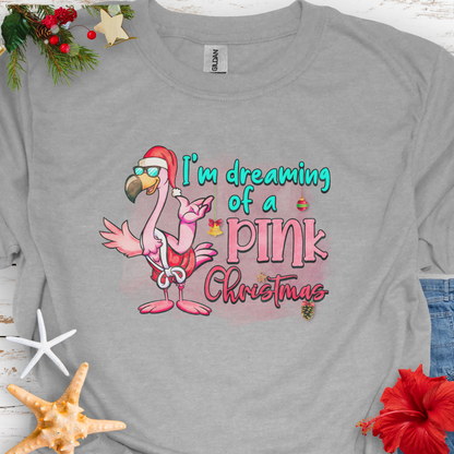 Dreaming of a Pink Christmas Flamingo T-Shirt